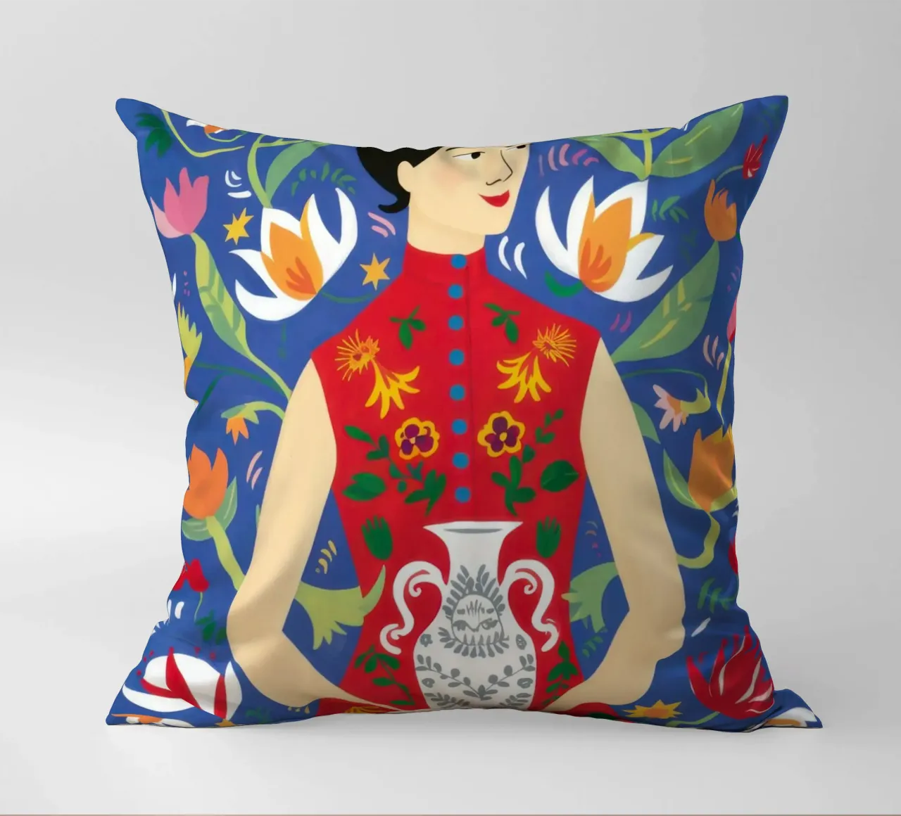 Gatto con abito rosso cuscino da Marigold Tiga