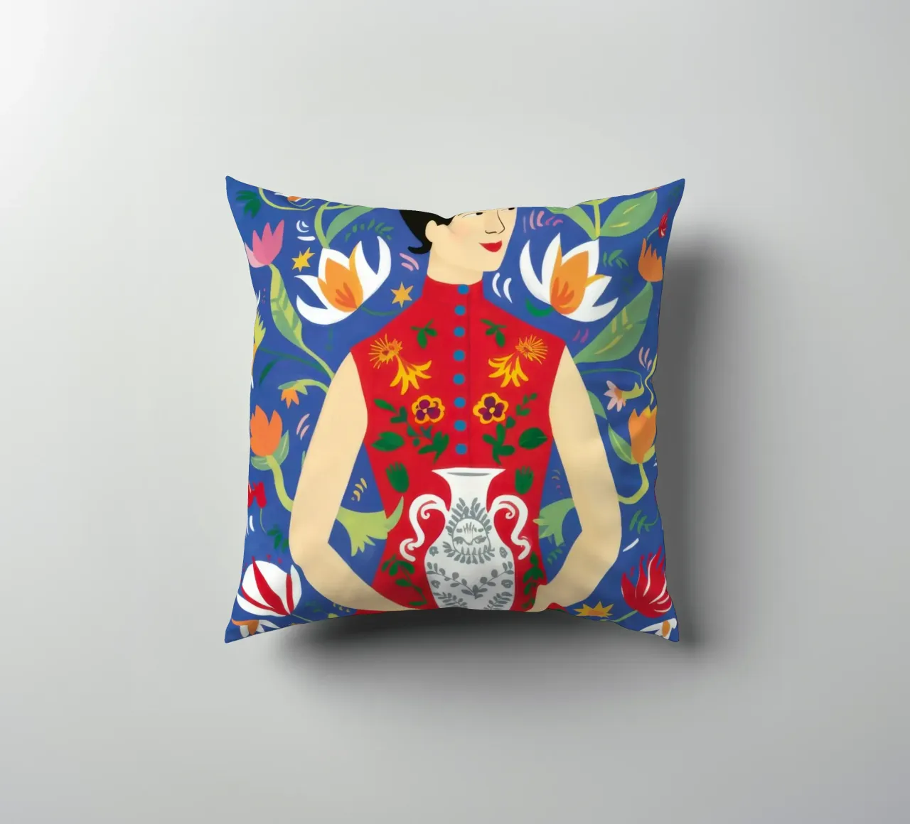 Gatto con abito rosso cuscino da Marigold Tiga