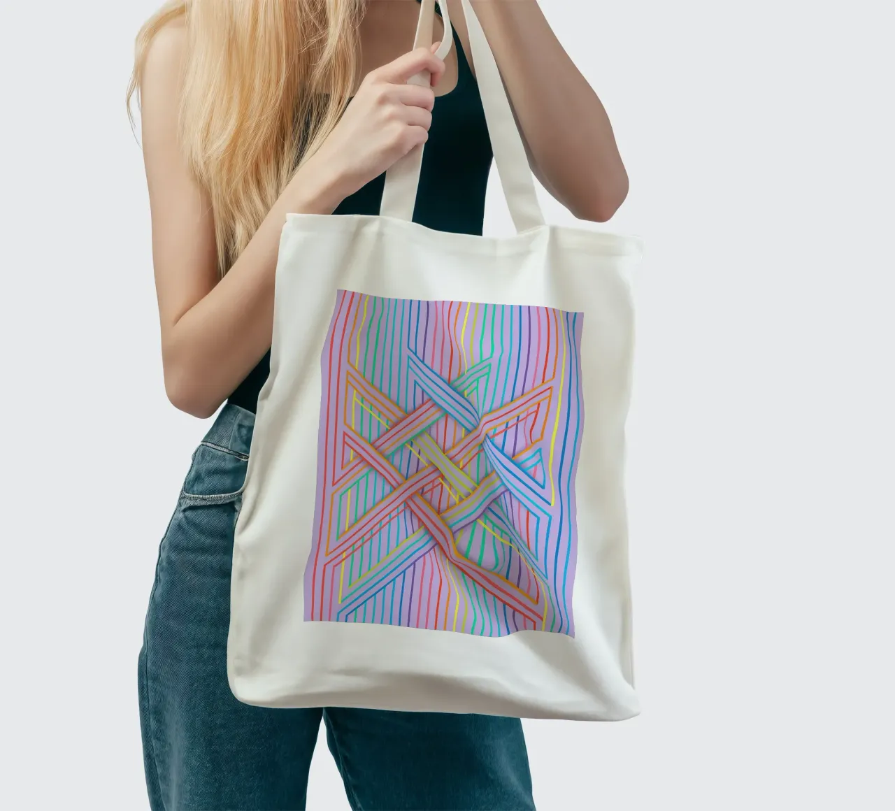 abstract cross line vector tote bag by oneway