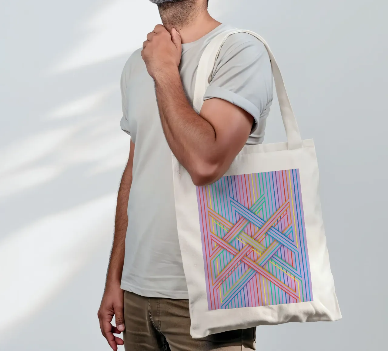 abstract cross line vector tote bag by oneway