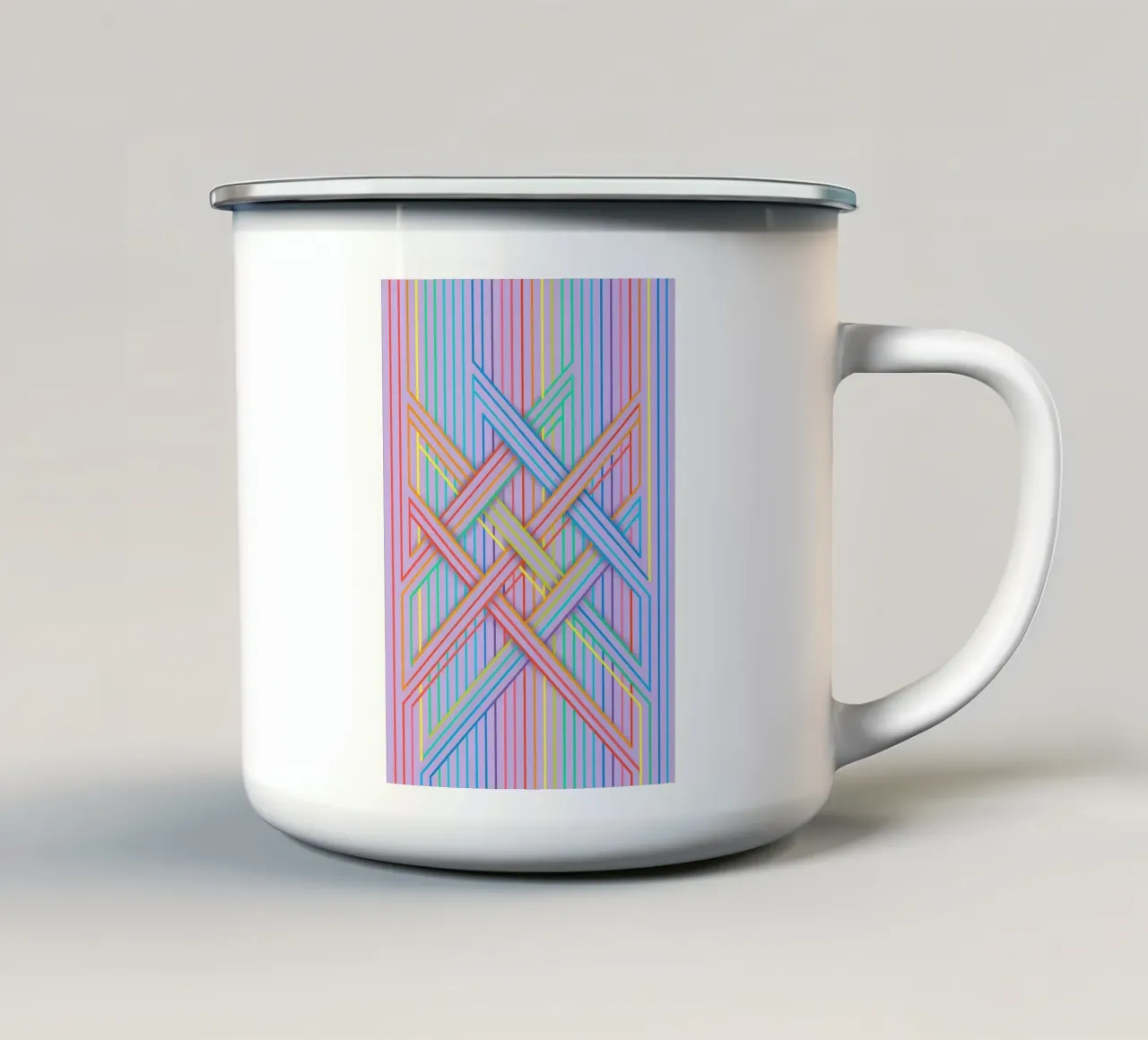 abstract cross line vector enamel mug by oneway