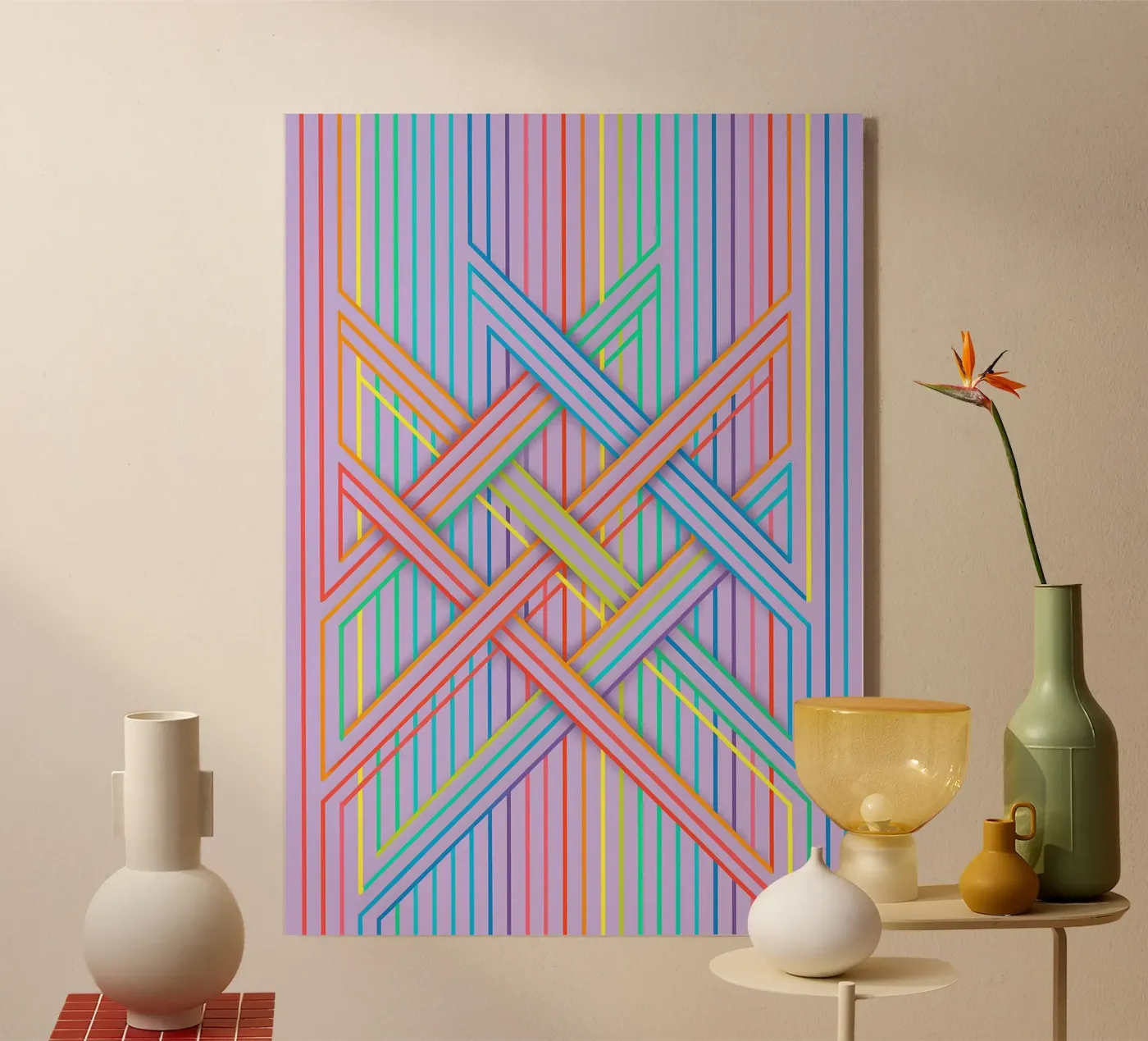 abstracte kruislijn vector acryl van oneway