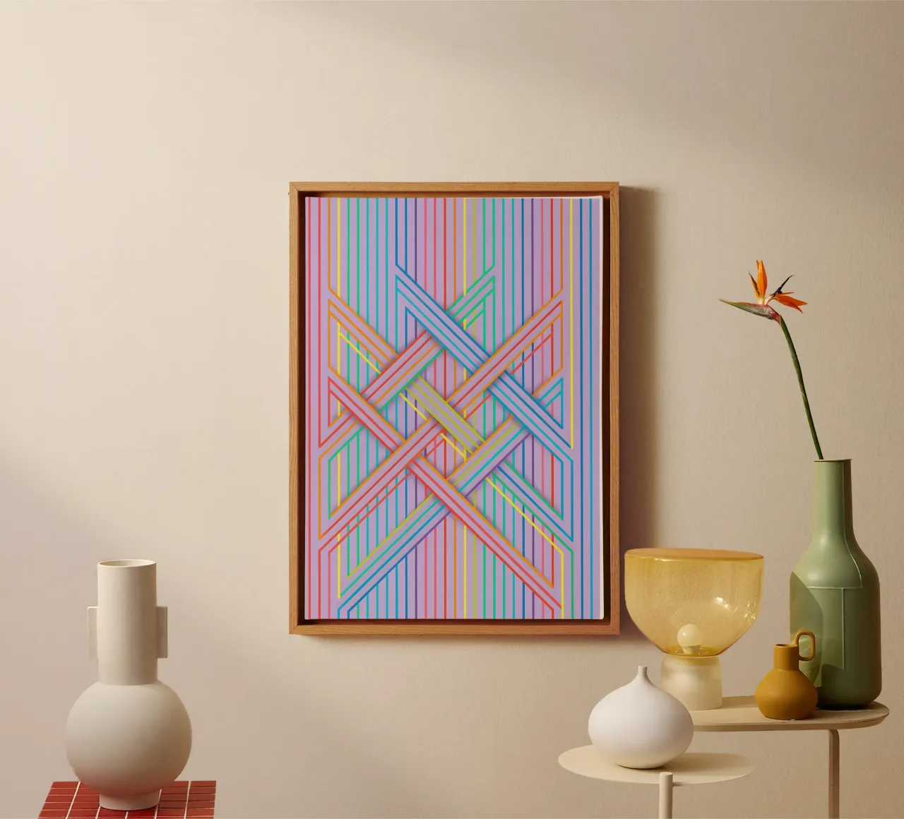 abstract cross line vector canvas by oneway