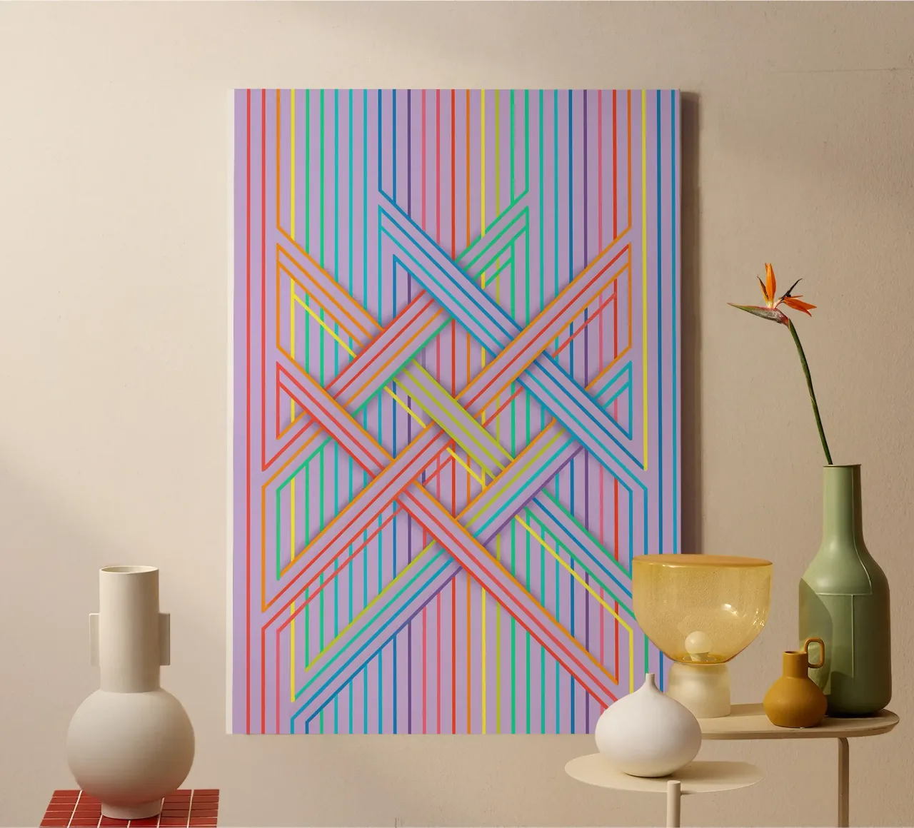abstract cross line vector canvas by oneway