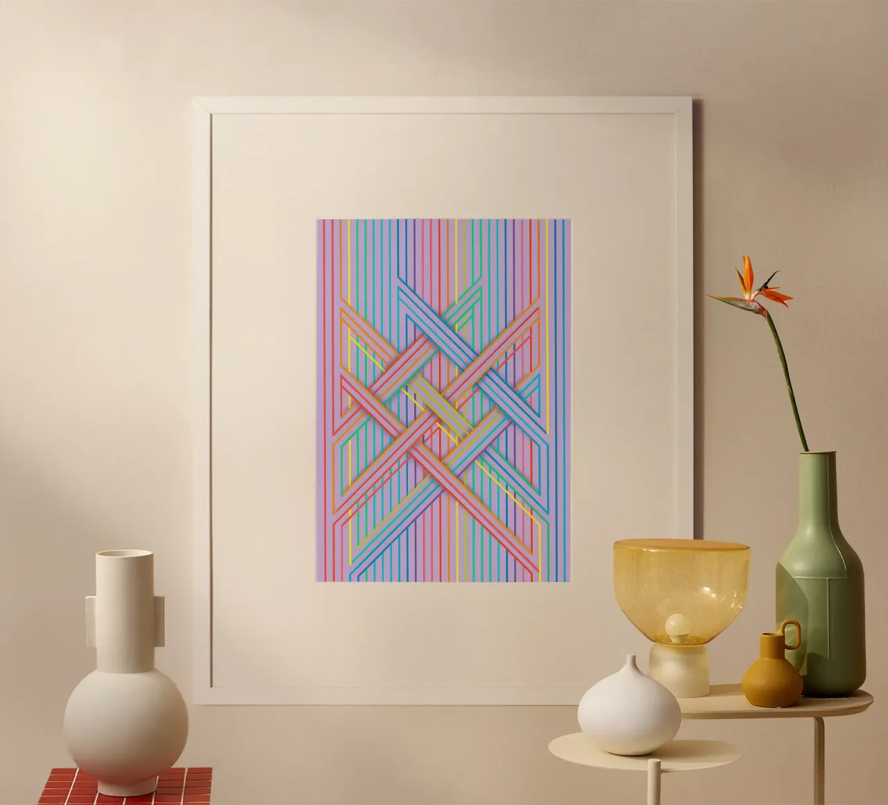 abstracte kruislijn vector poster van oneway