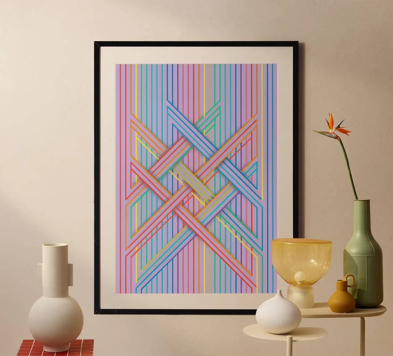 abstracte kruislijn vector poster van oneway