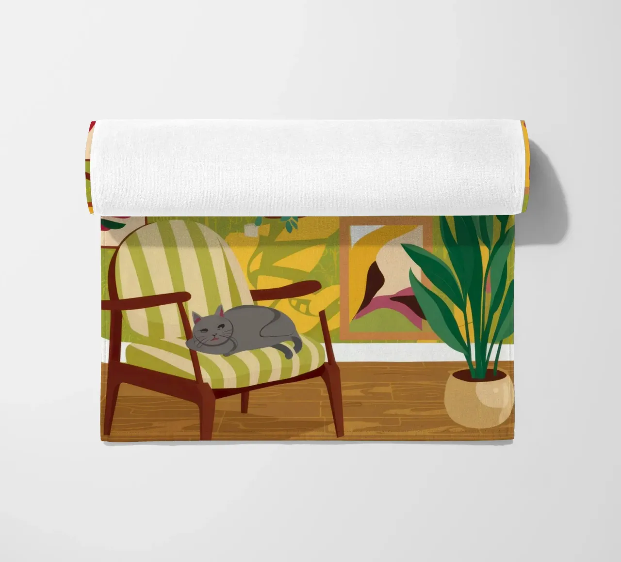 Cat Reading Nook beach towel by Pale Aura