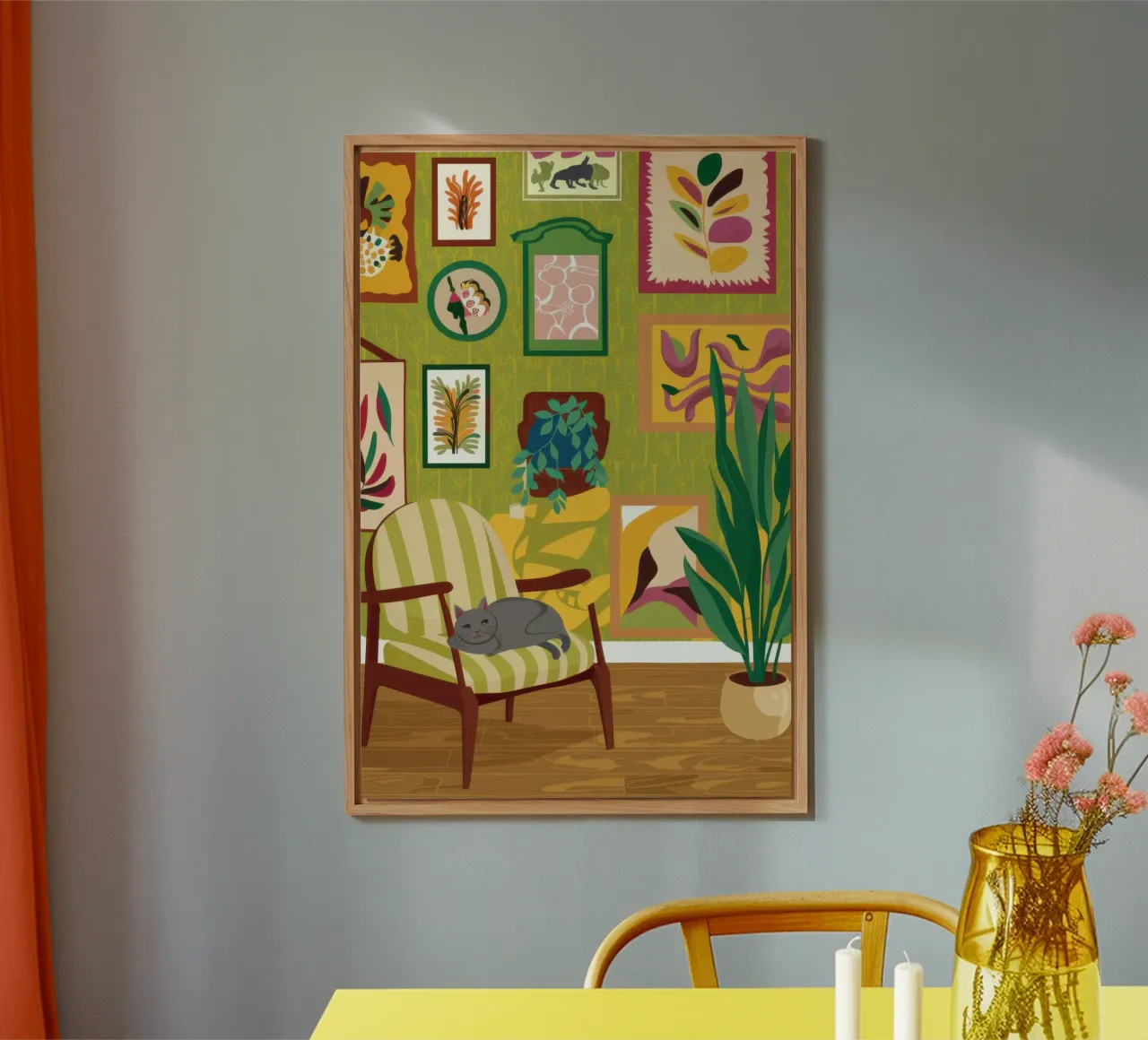 Cat Reading Nook alu-dibond by Pale Aura