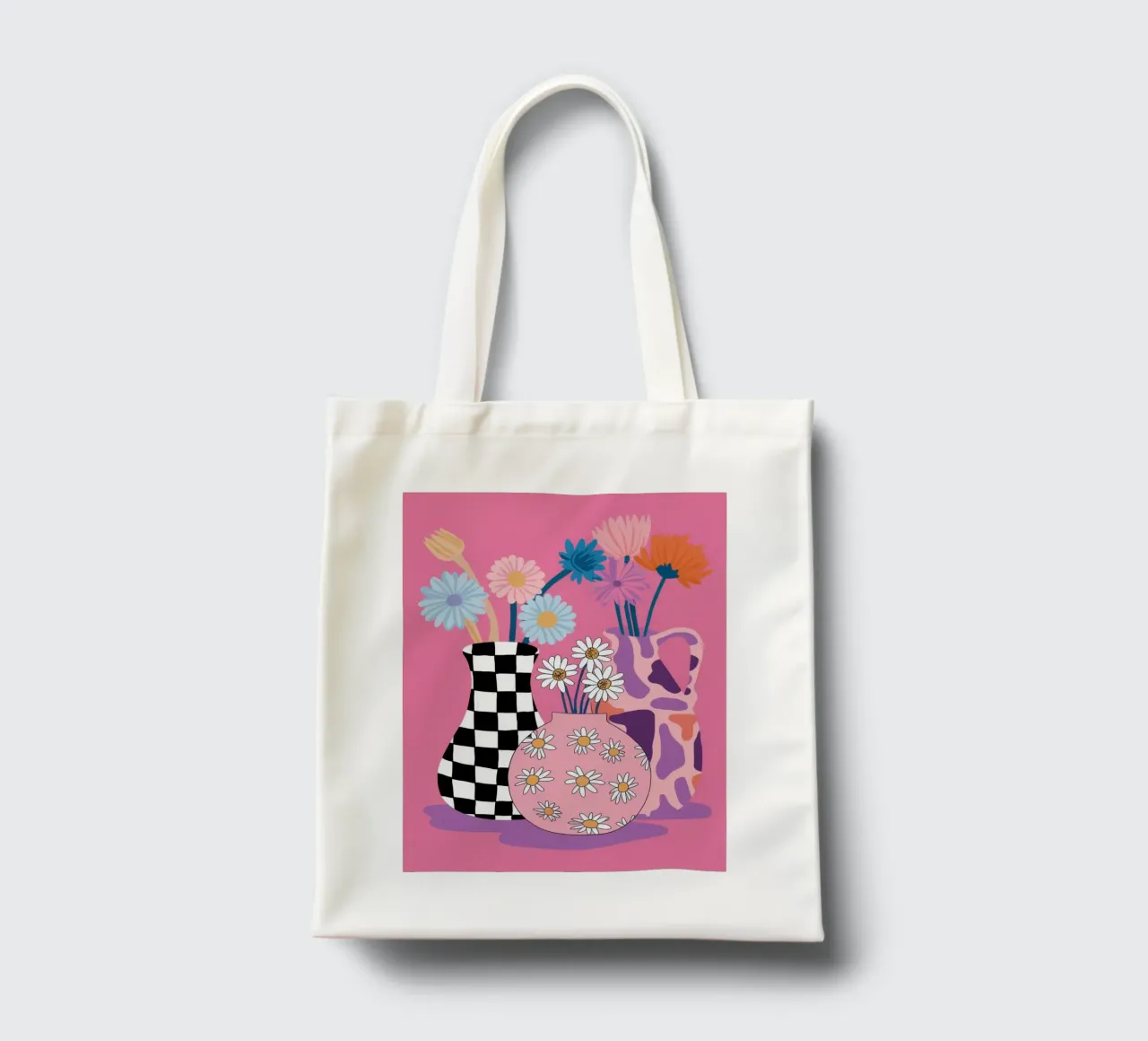 Checkered Vase Daisies tote bag by Sentinel Glow