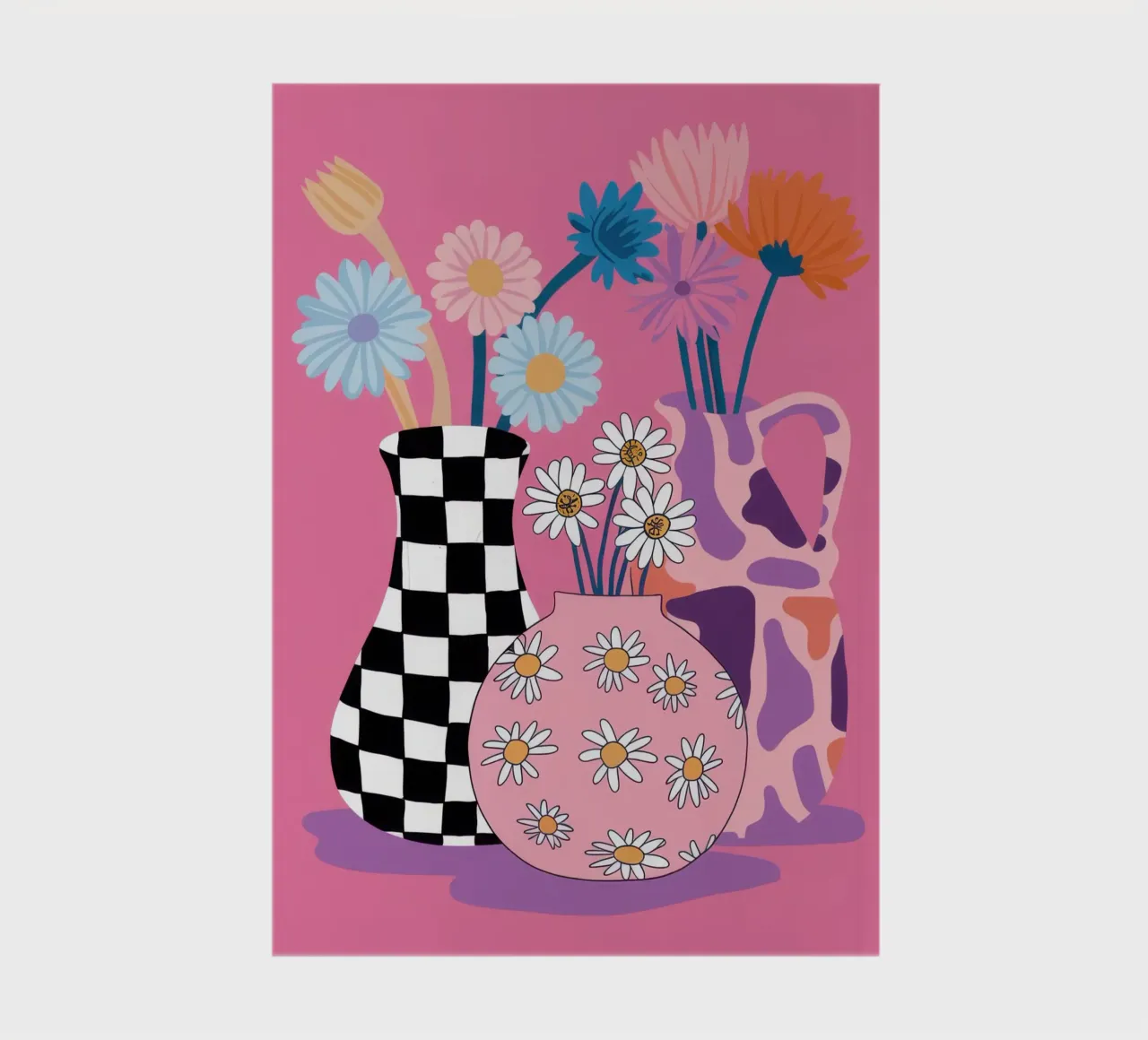 Checkered Vase Daisies notebook by Sentinel Glow