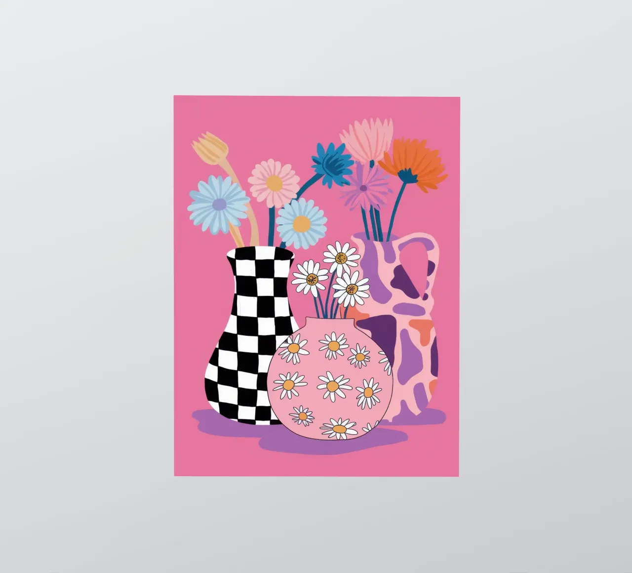 Checkered Vase Daisies sticker by Sentinel Glow