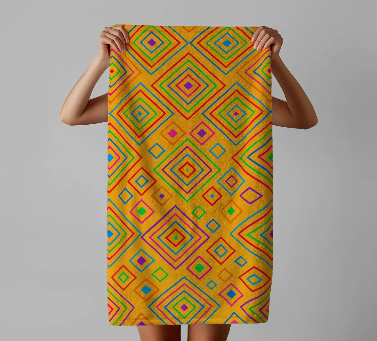 abstract diamond line vector towel by oneway