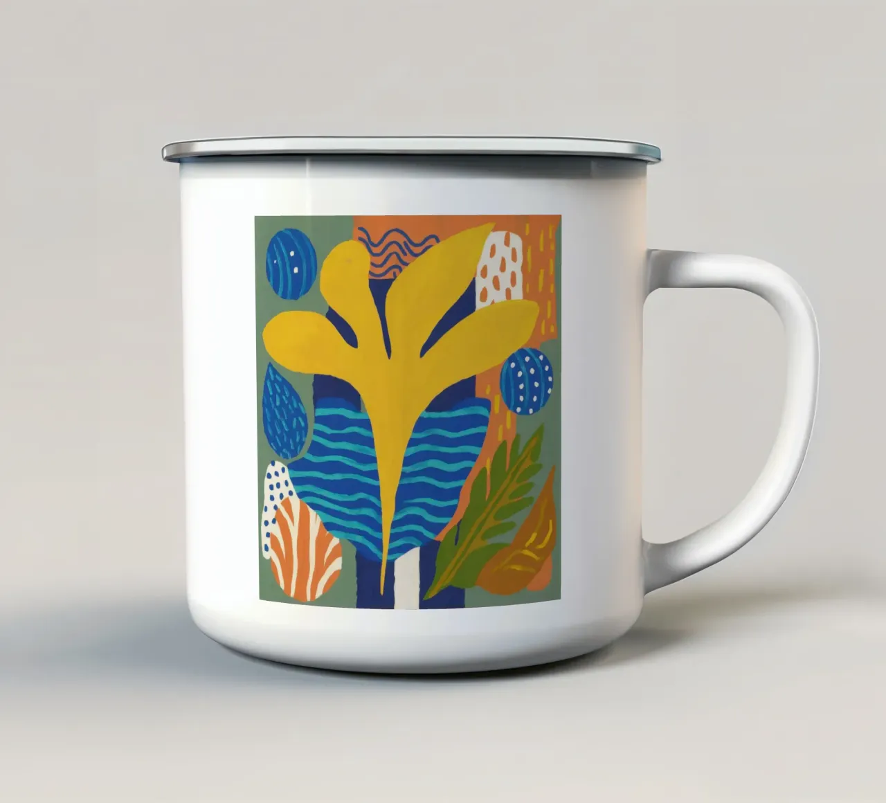 Fogliame giallo elettrico tazza in smalto da Arcane Lines