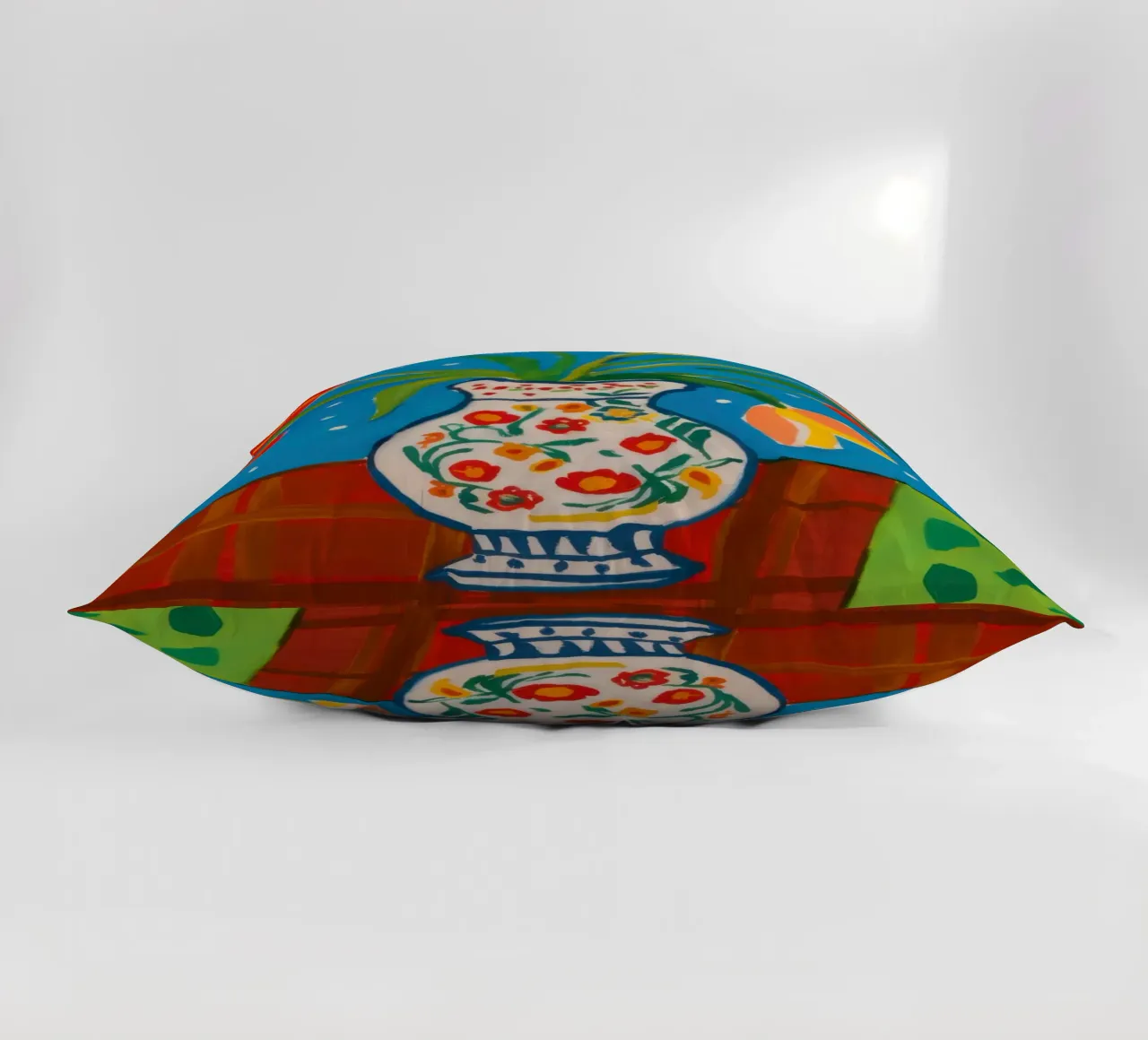 Red Tulip Patterned Vase decorative cushion by Sentinel Glow