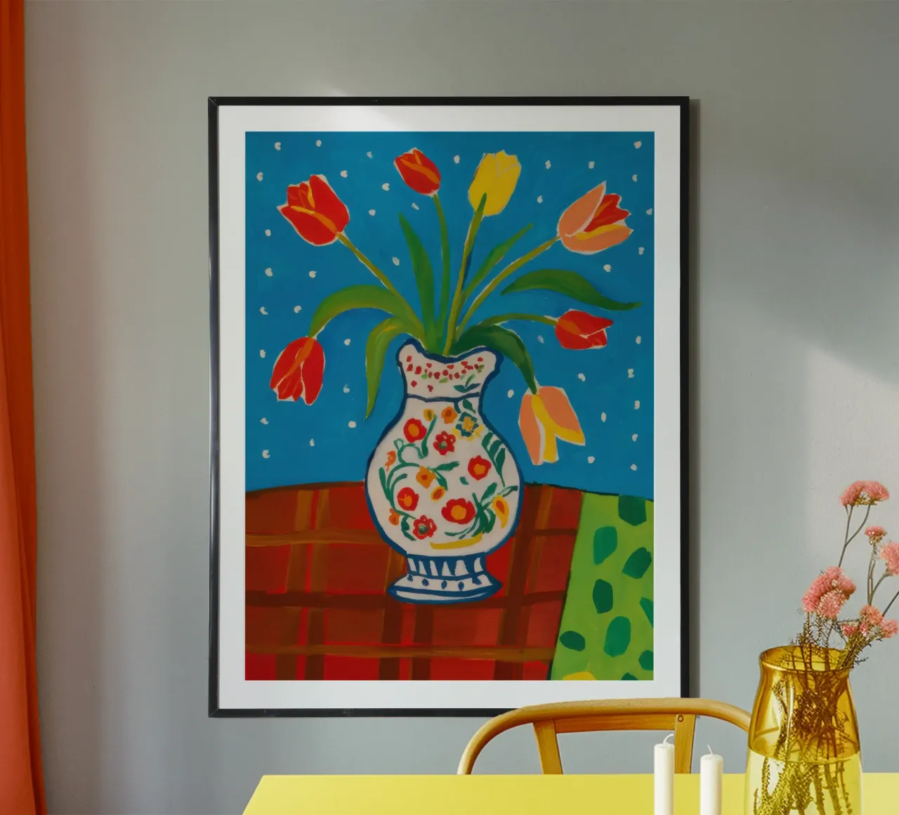 Red Tulip Patterned Vase hahnemühle by Sentinel Glow