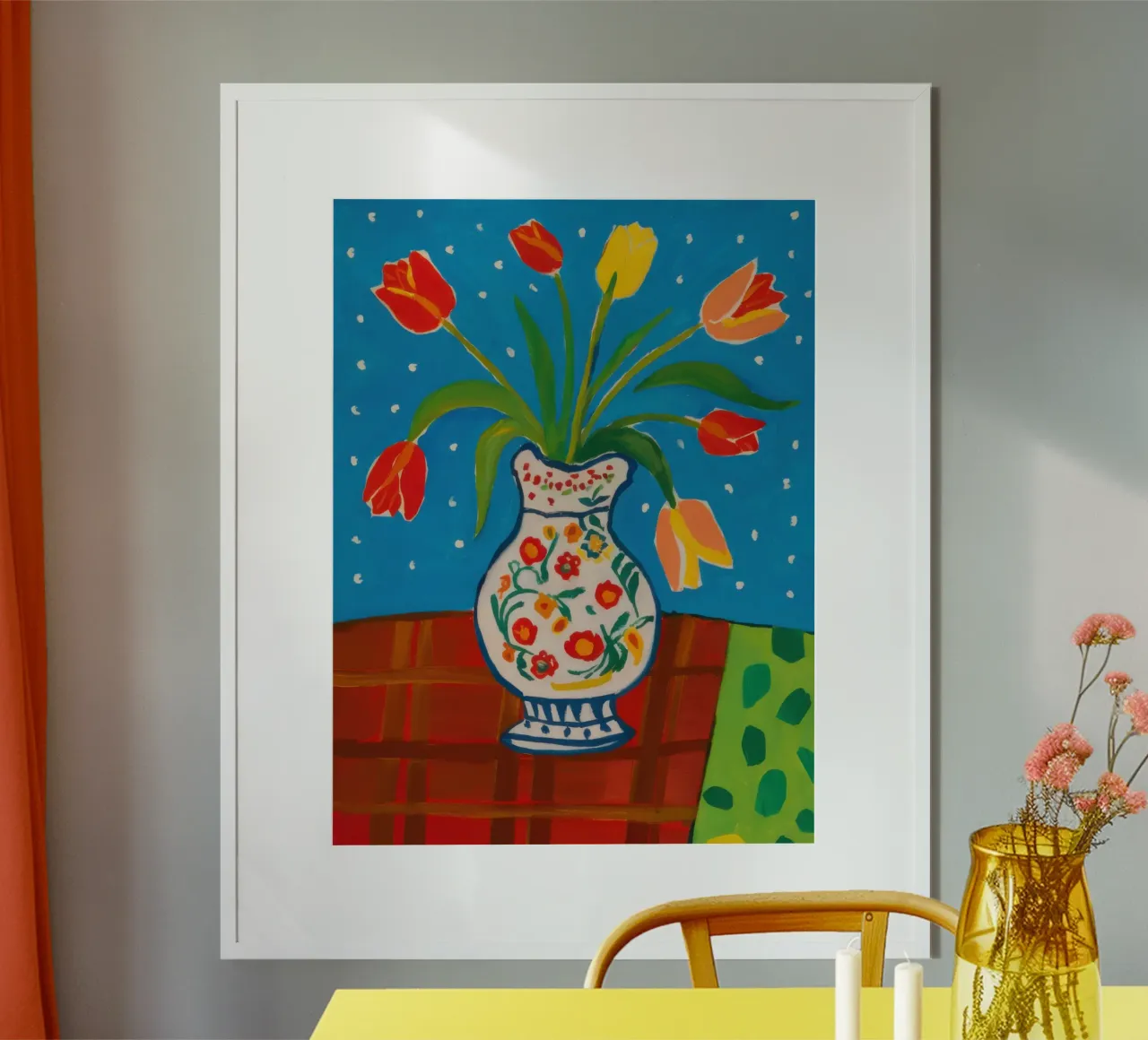 Red Tulip Patterned Vase hahnemühle by Sentinel Glow