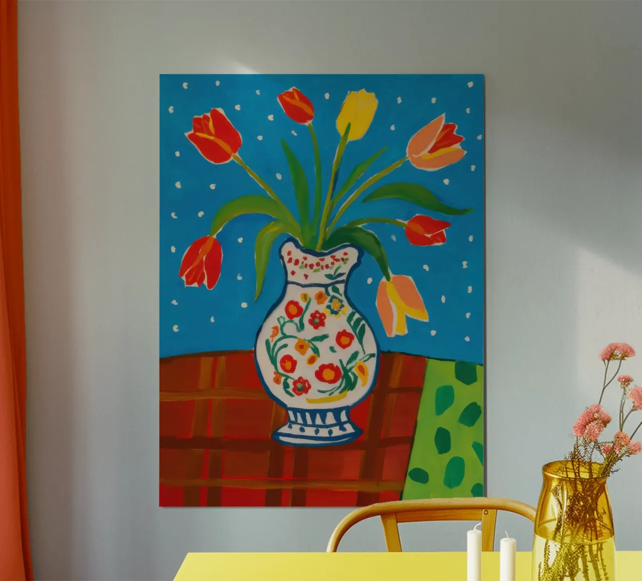 Red Tulip Patterned Vase hahnemühle by Sentinel Glow
