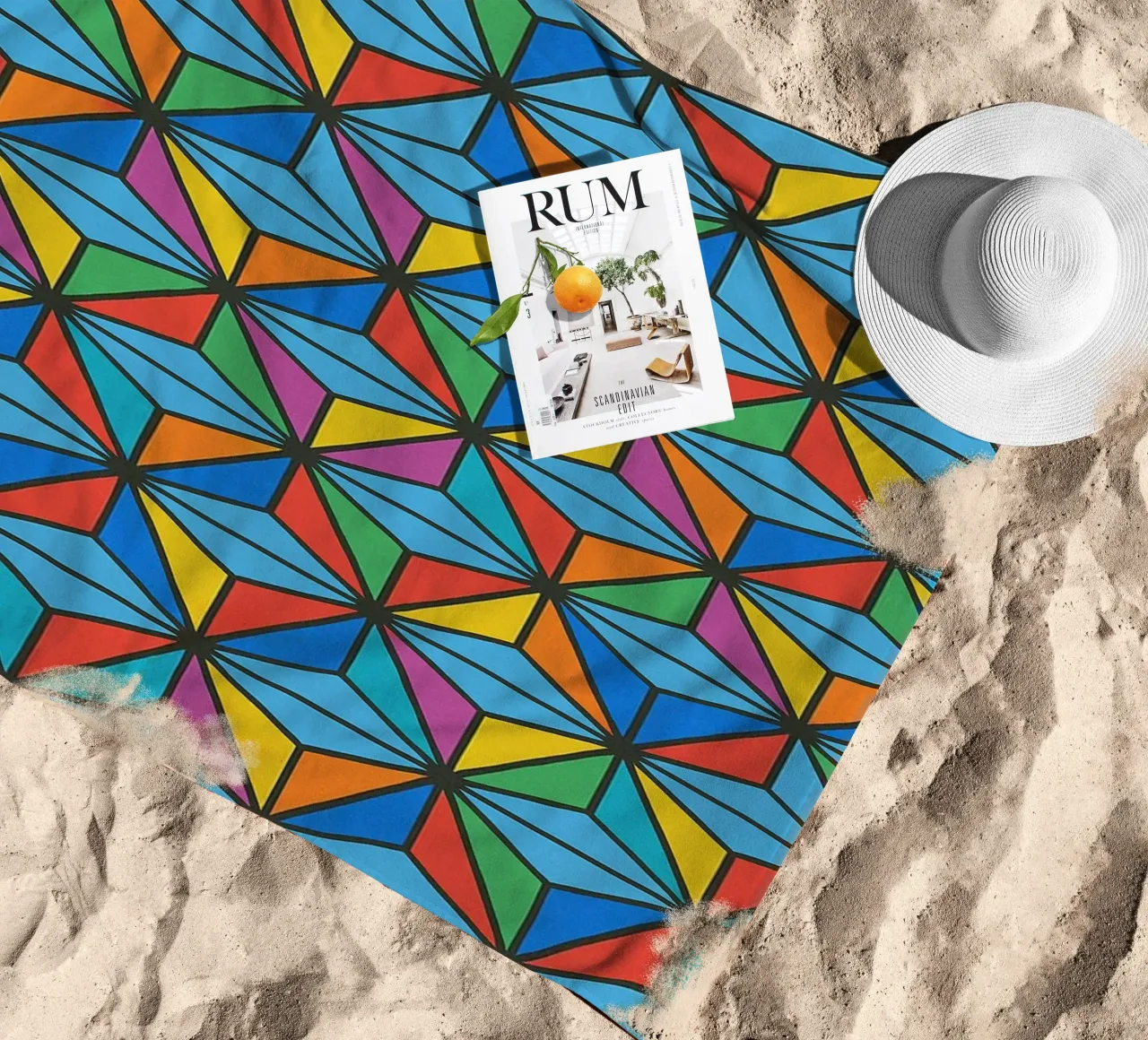 abstract diamond lines vector beach towel by oneway
