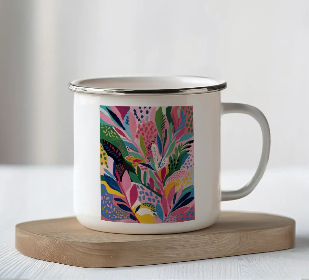 Sogno di giungla pastello tazza in smalto da Arcane Lines