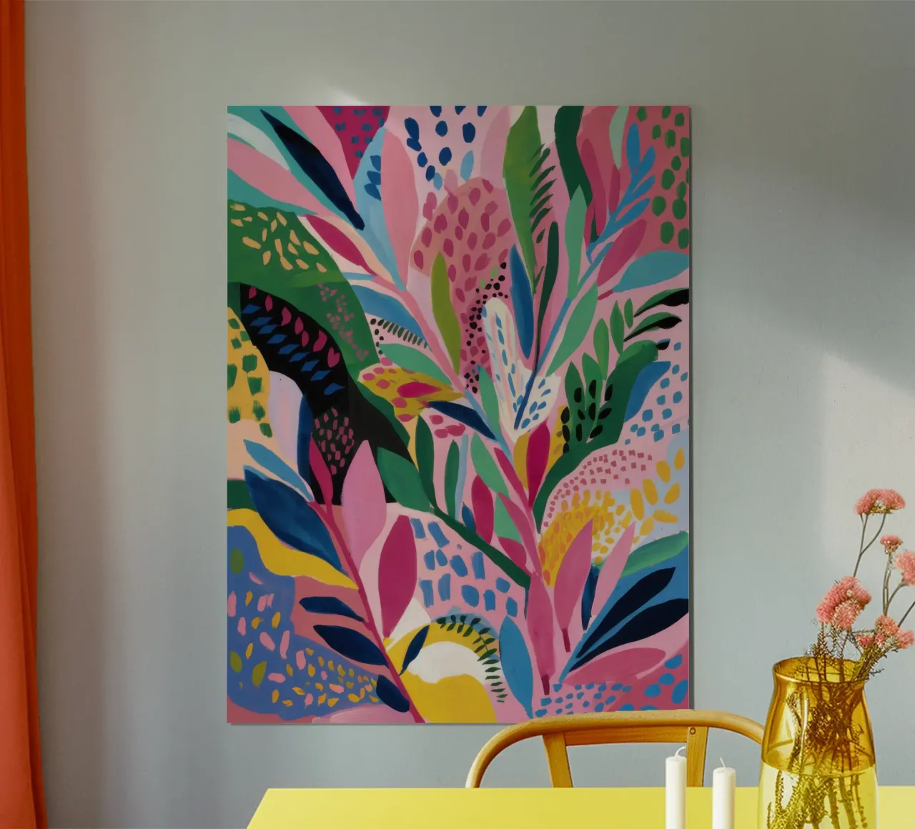 Sogno di giungla pastello poster con telaio in legno da Arcane Lines
