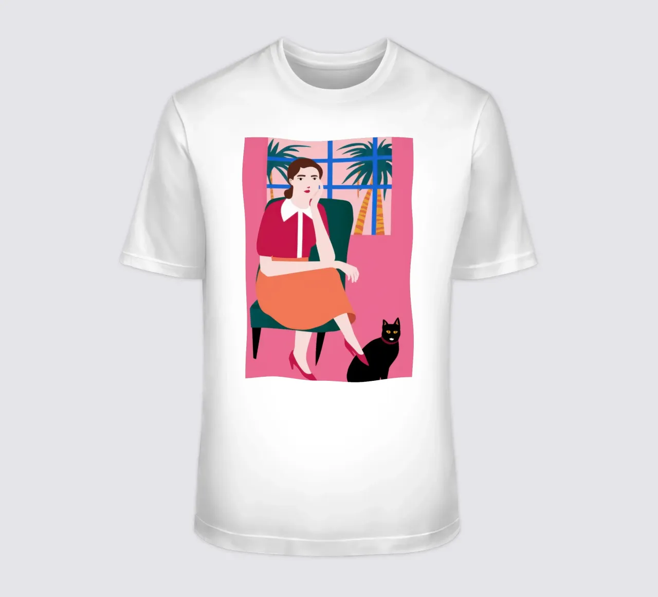 Sedia rossa Due gatti t-shirt da Marigold Tiga
