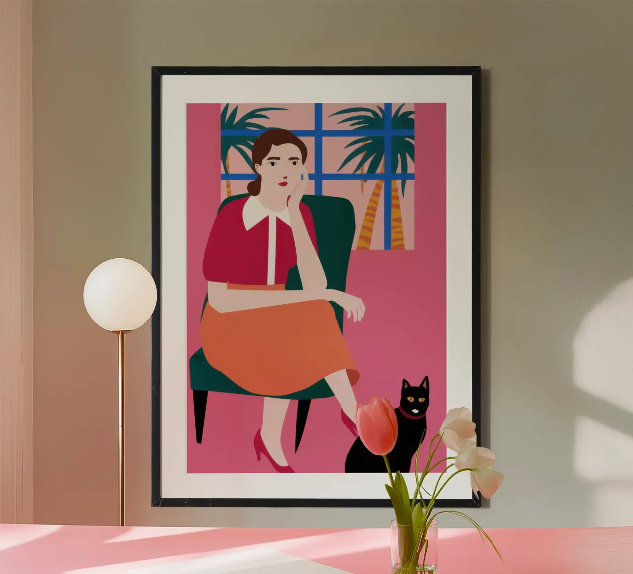 Sedia rossa Due gatti carta hahnemühle da Marigold Tiga