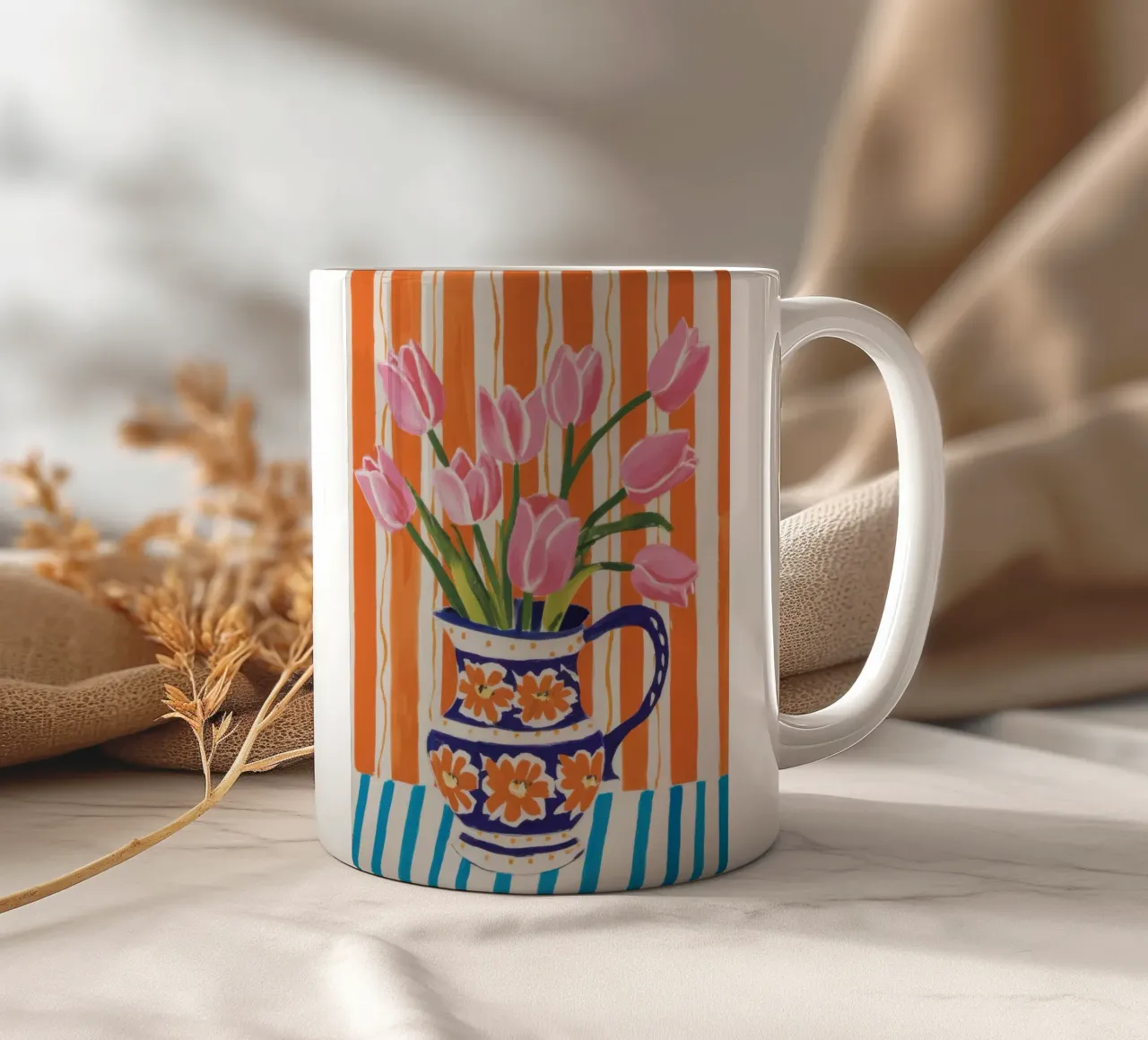 Tazza Tulipani a righe tazza in ceramica da Sentinel Glow
