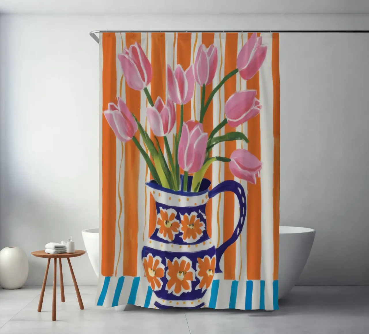 Tazza Tulipani a righe tenda da doccia da Sentinel Glow