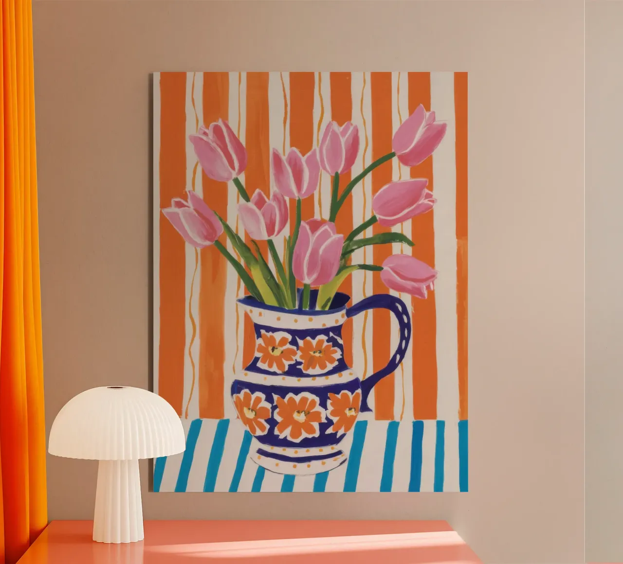 Tazza Tulipani a righe alluminio dibond da Sentinel Glow
