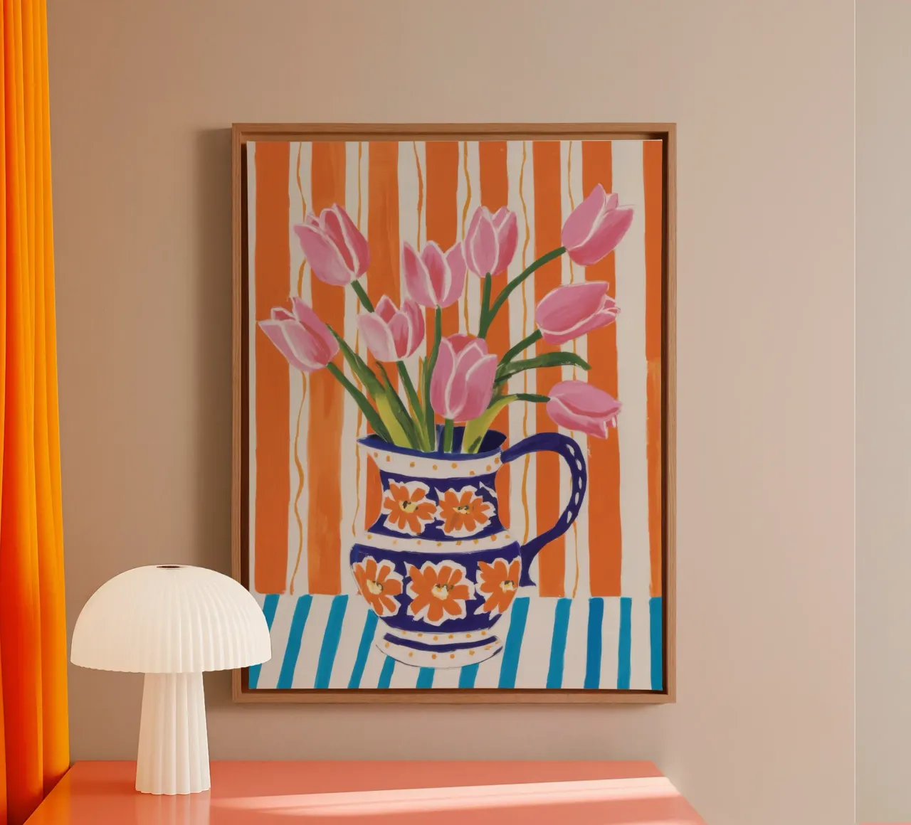 Striped Mug Tulips canvas by Sentinel Glow