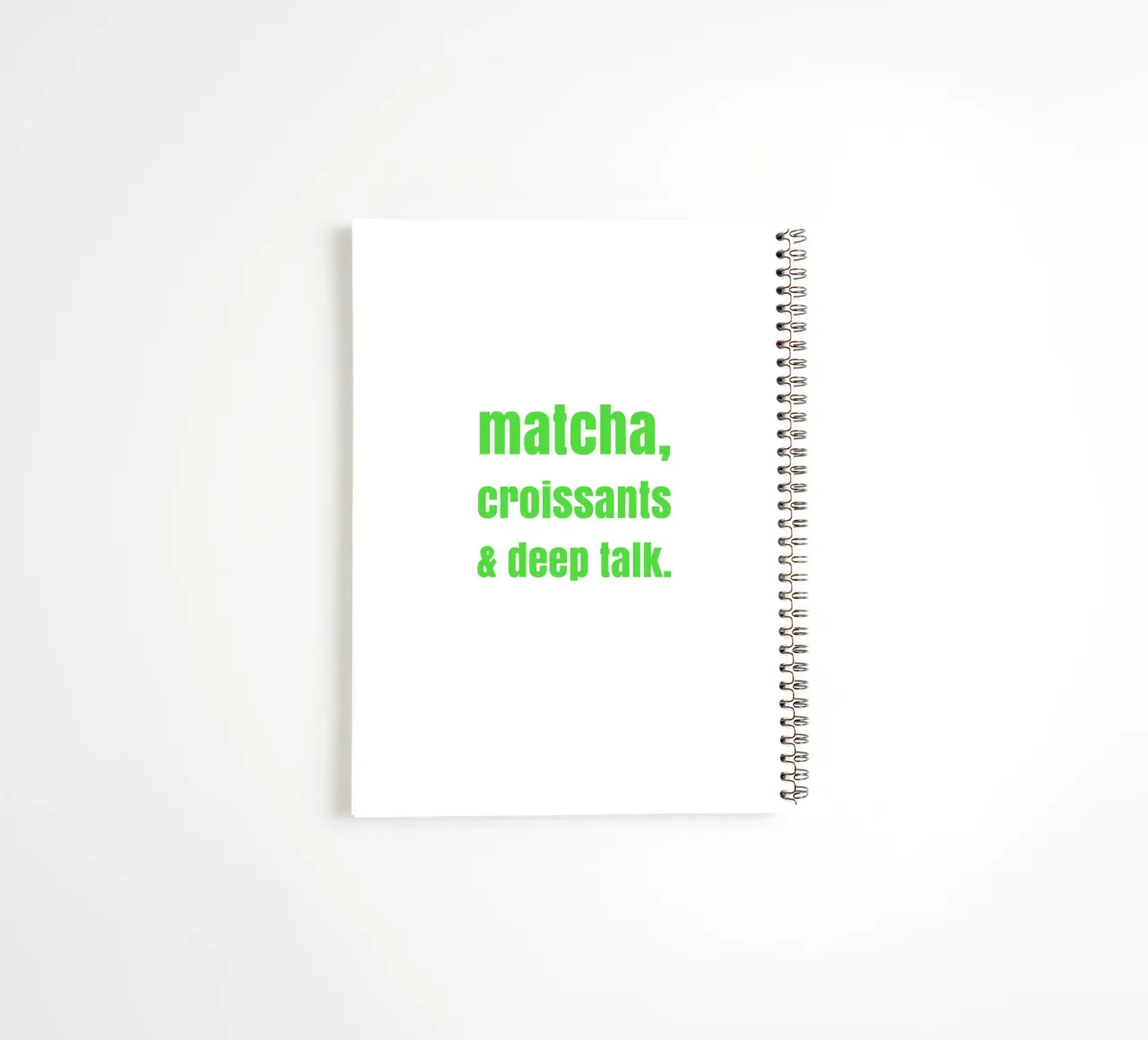 matcha, croissants & deep talk spiral notebook by maramirage