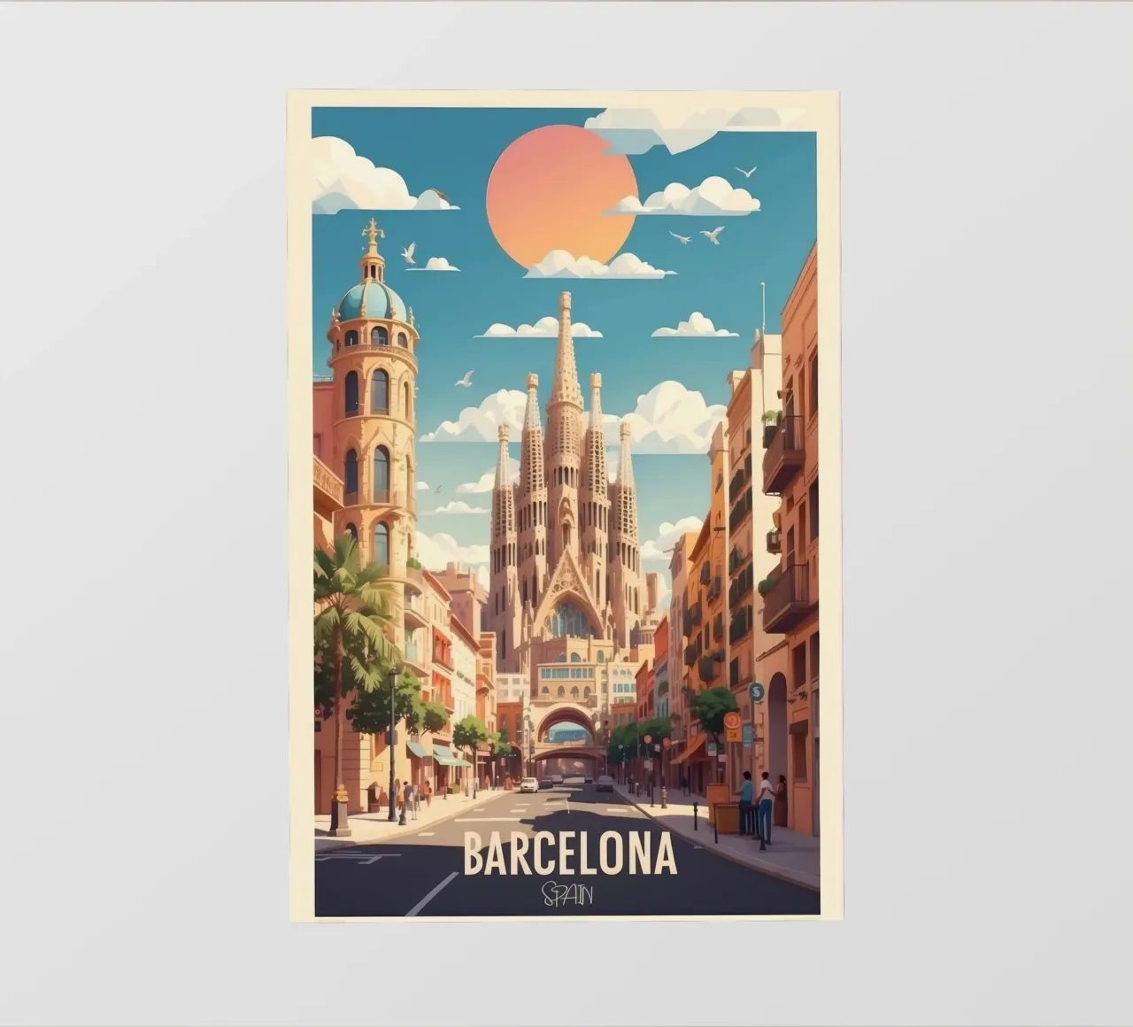 Poster di viaggio su Barcellona Esplora la bellezza spagnola telo in pvc da muench benjamin