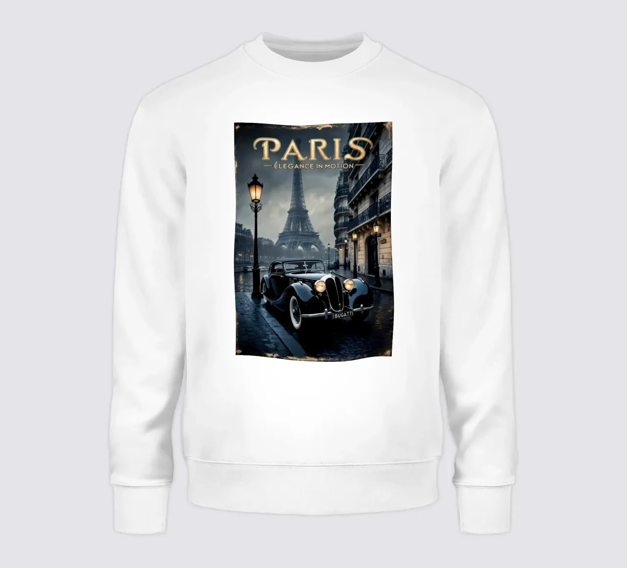 Fascino parigino nostalgico Auto d'epoca e Torre Eiffel felpa da muench benjamin