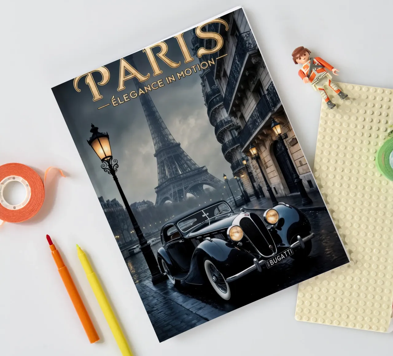 Fascino parigino nostalgico Auto d'epoca e Torre Eiffel diario da muench benjamin