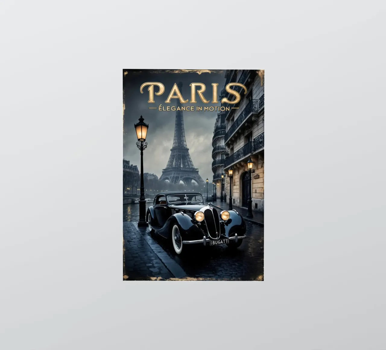 Nostalgischer Pariser Charme Oldtimer und Eiffelturm Sticker von muench benjamin