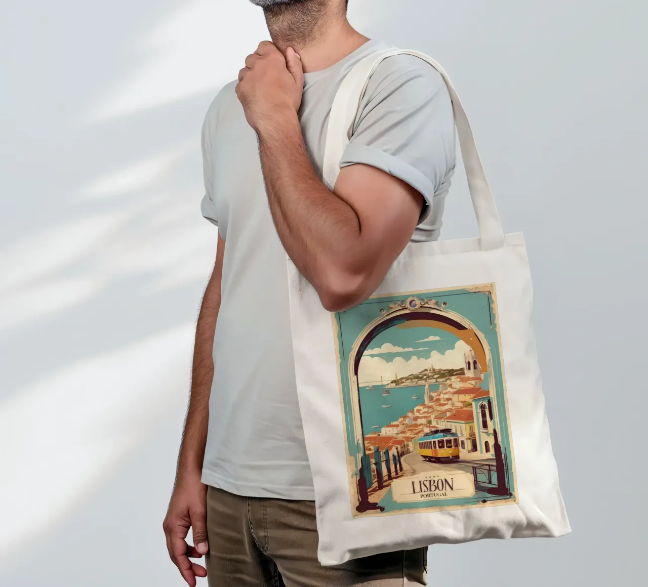 Lisbona Poster Bellezza portoghese borsa in juta da muench benjamin
