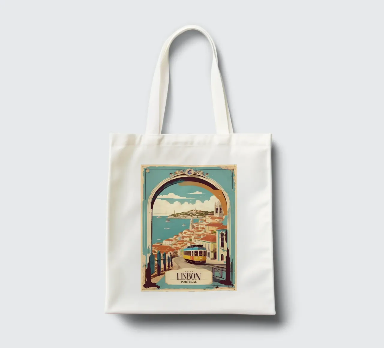 Lisbona Poster Bellezza portoghese borsa in juta da muench benjamin
