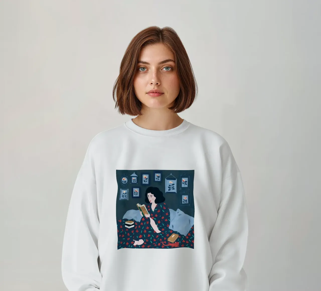 Leggere con un gatto felpa da Pale Aura