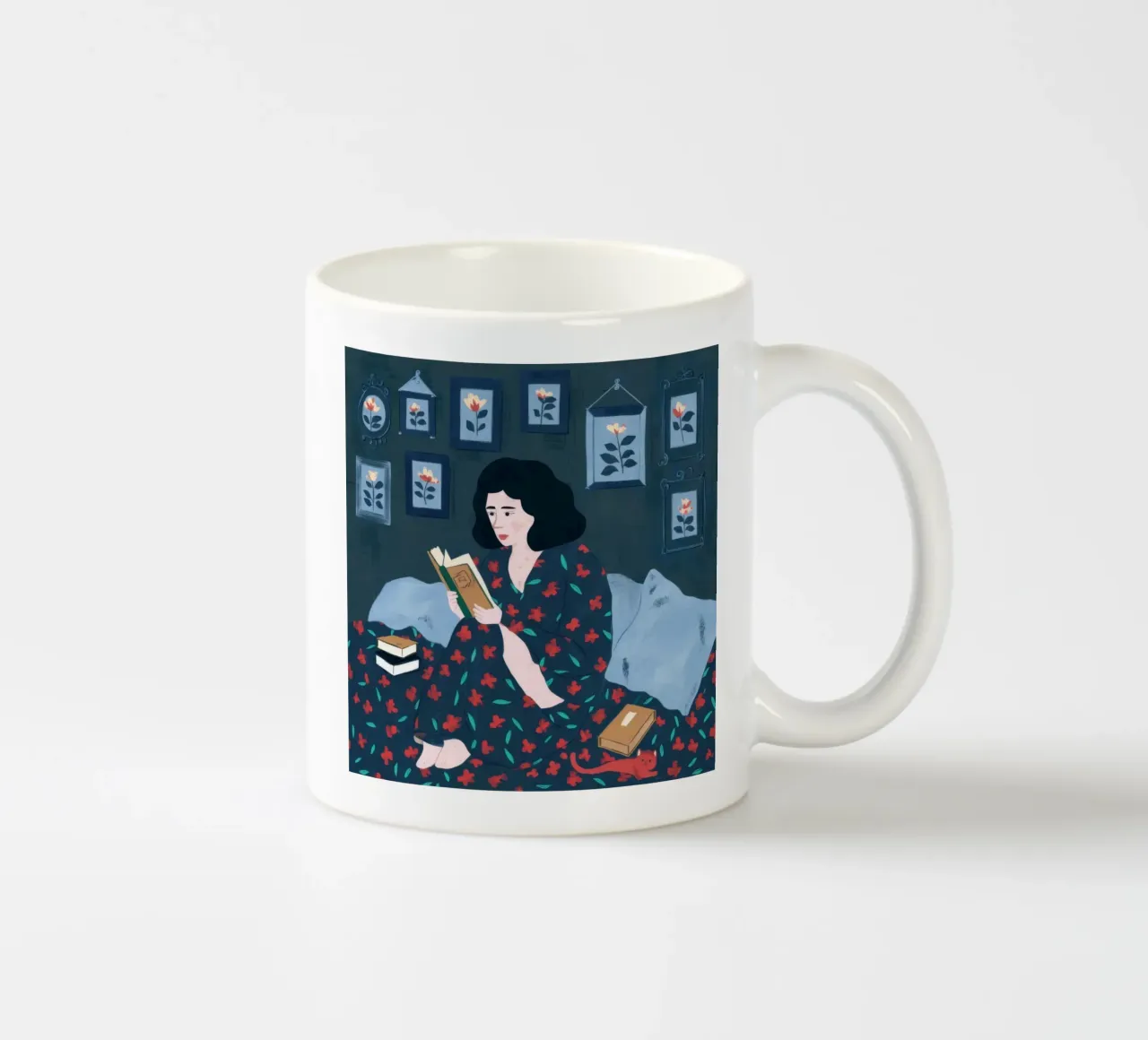 Leggere con un gatto tazza in ceramica da Pale Aura