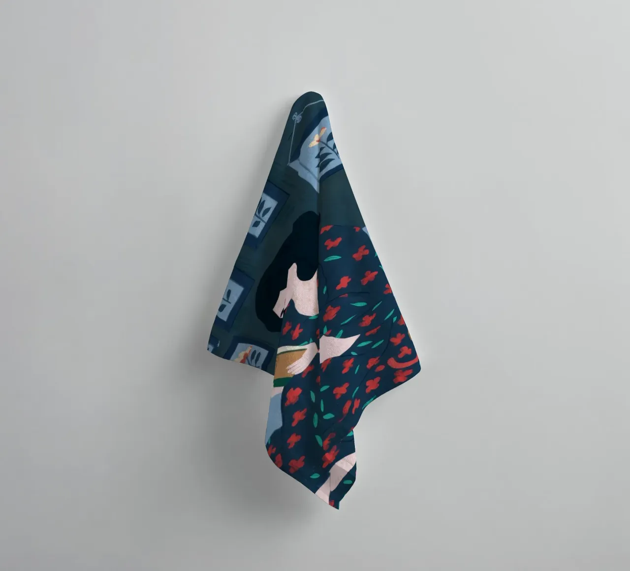 Reading with a Cat towel by Pale Aura