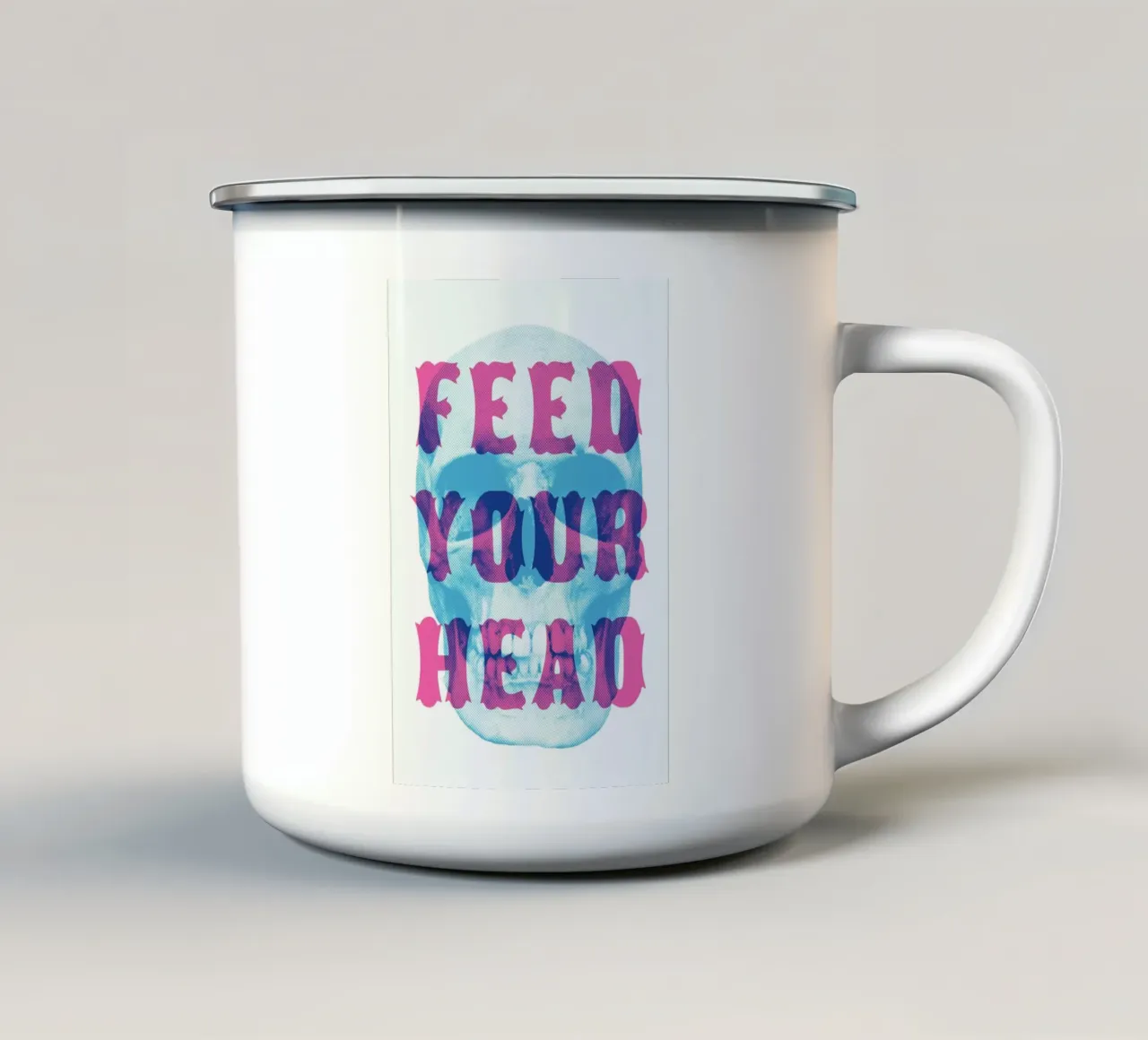 FEED YOUR HEAD enamel mug by The Indoor Type