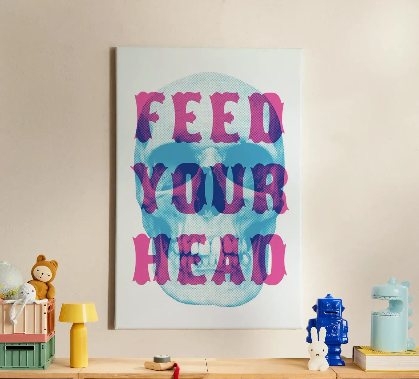 FEED YOUR HEAD canvas by The Indoor Type