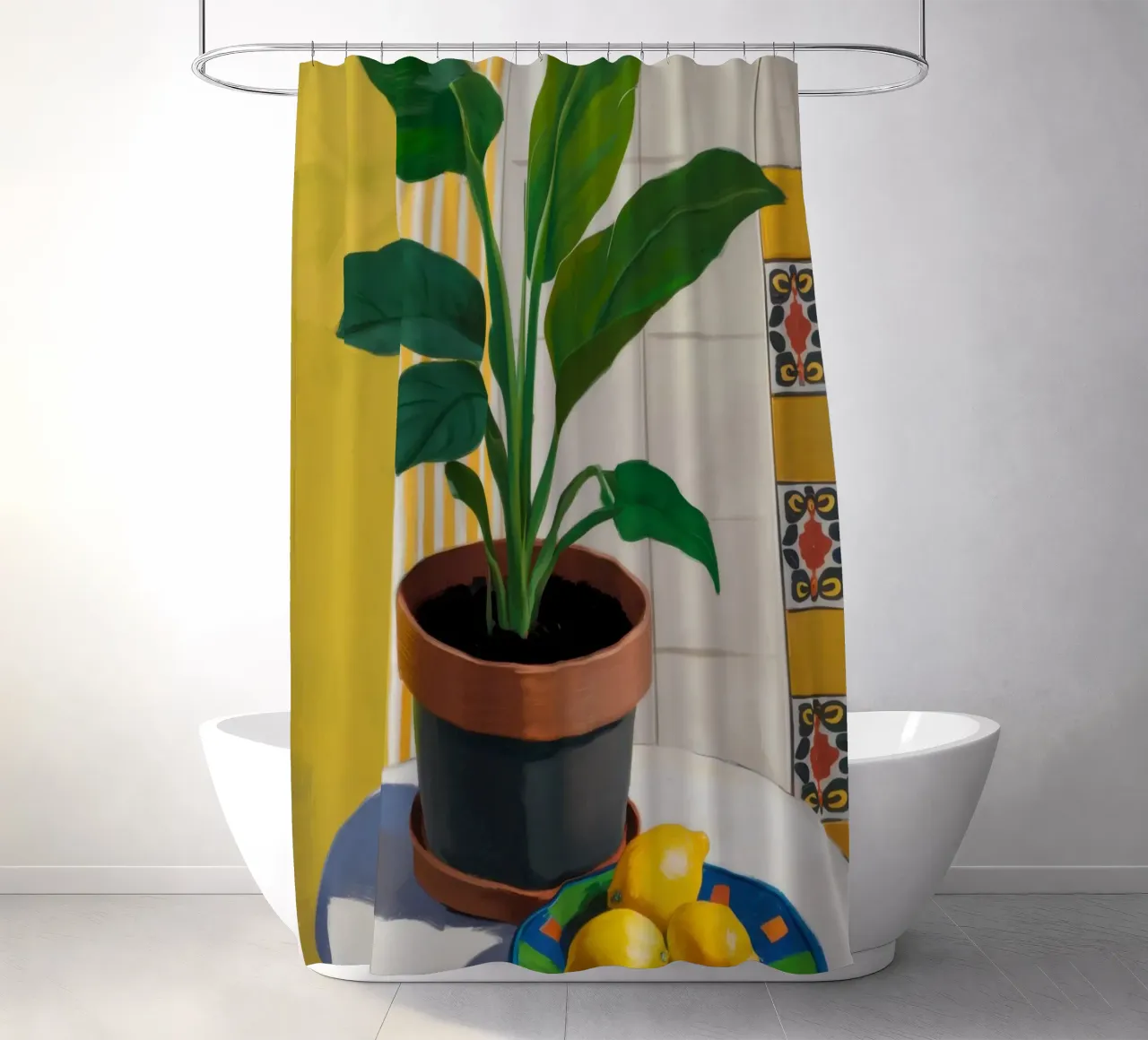 Piastrella Lemon Tree tenda da doccia da Pale Aura