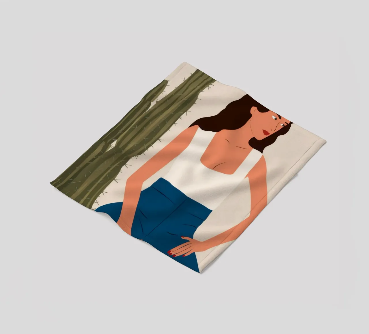 Cactus and Jeans fleece blanket by Marigold Tiga