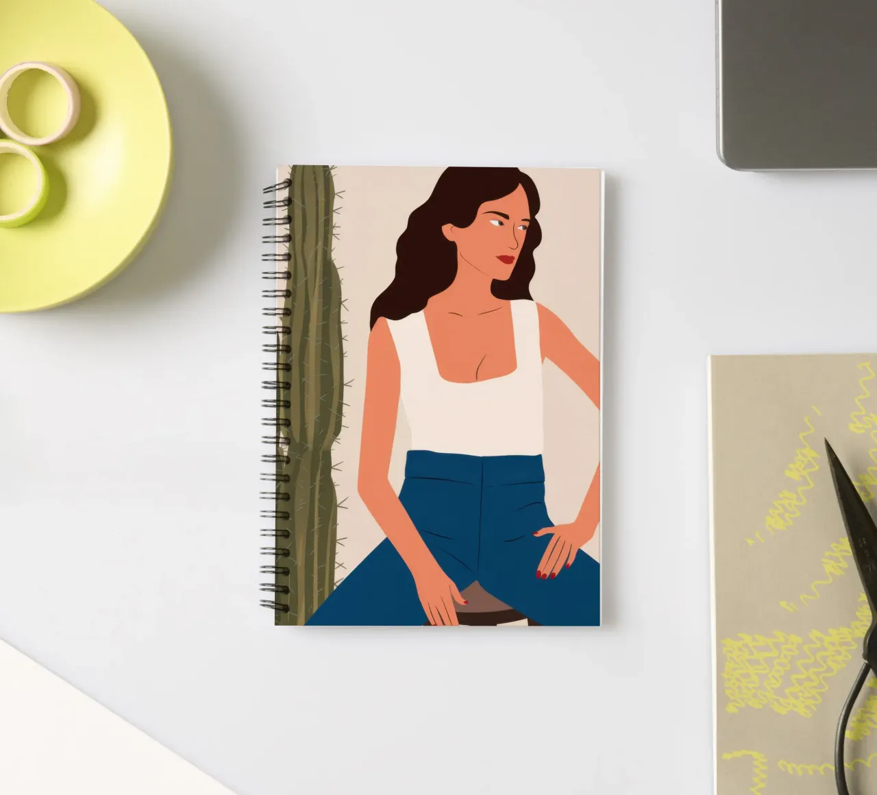 Cactus and Jeans spiral notebook by Marigold Tiga