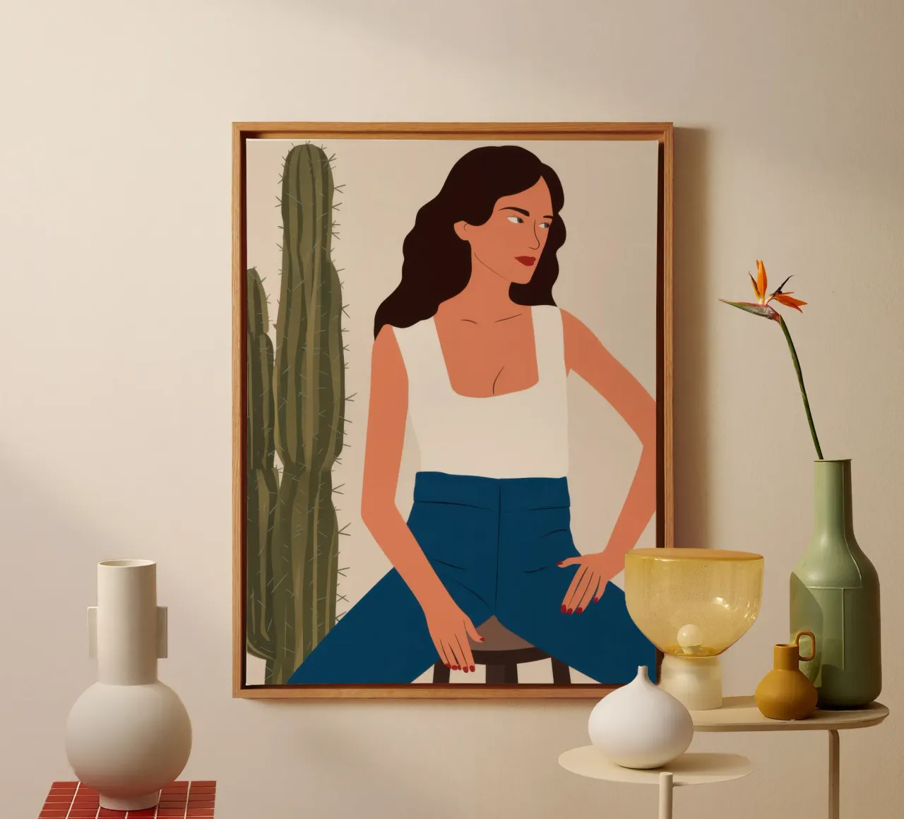 Cactus and Jeans canvas by Marigold Tiga