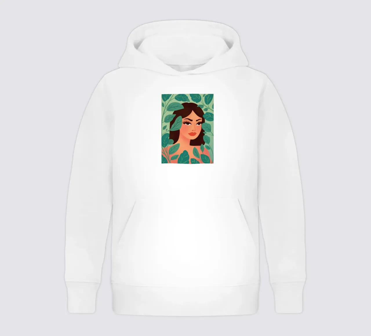 Green Leaves Redhead kids hoodie by Marigold Tiga
