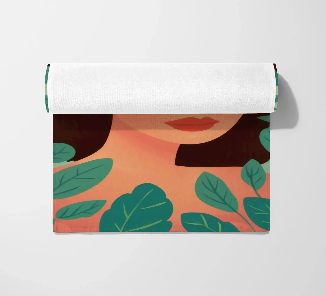 Green Leaves Redhead beach towel by Marigold Tiga