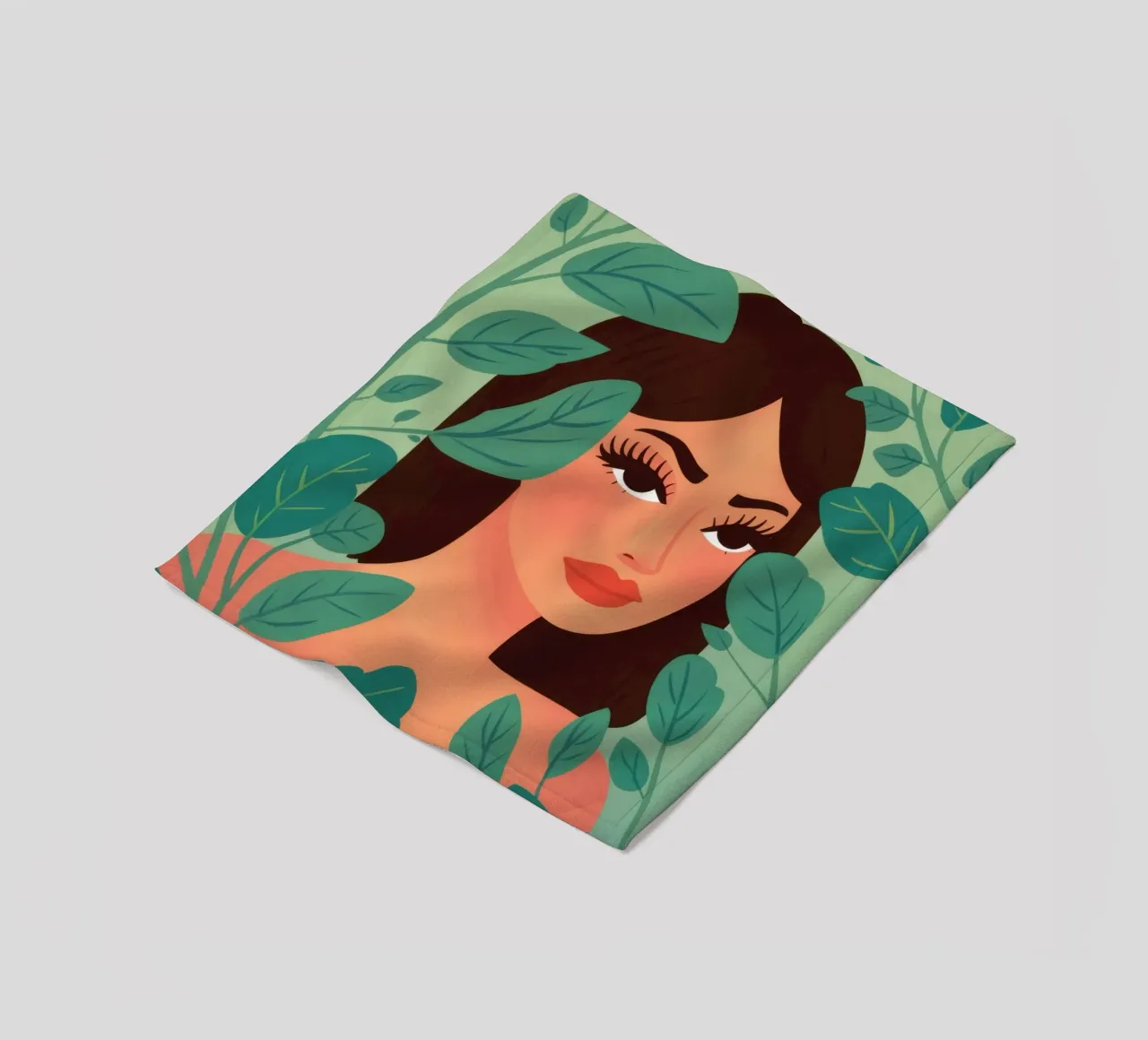 Green Leaves Redhead fleece blanket by Marigold Tiga