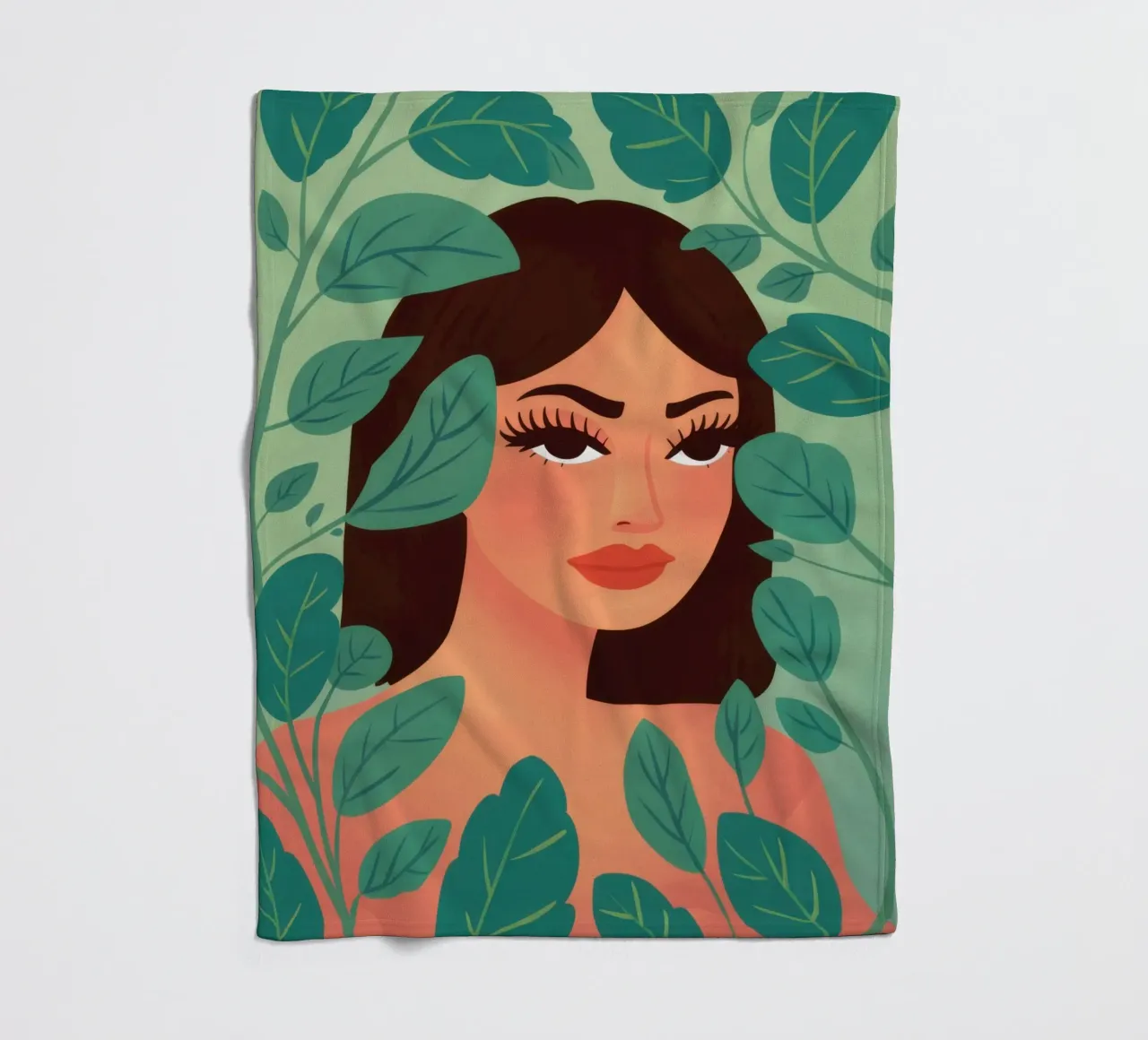 Green Leaves Redhead fleece blanket by Marigold Tiga